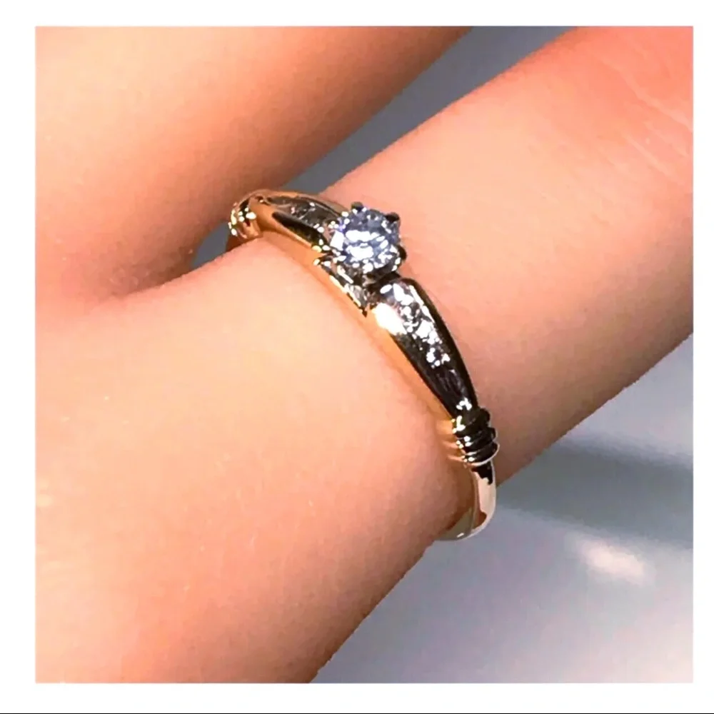 14KT SOLID YELLOW GOLD .25 CARAT TOTAL WEIGHT 6 PRONG SET DIAMOND ACCENT BEAUTY - Picture 4 of 12